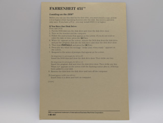 Telarium Fahrenheit 451, Loading Instructions